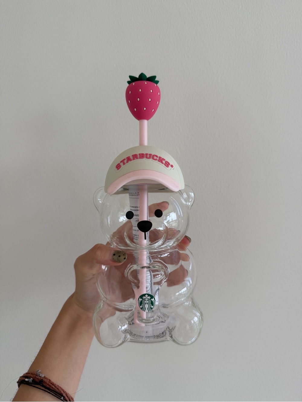 Starbucks Pink Terry Bear Glass Barrista Cup. 💕⚡️